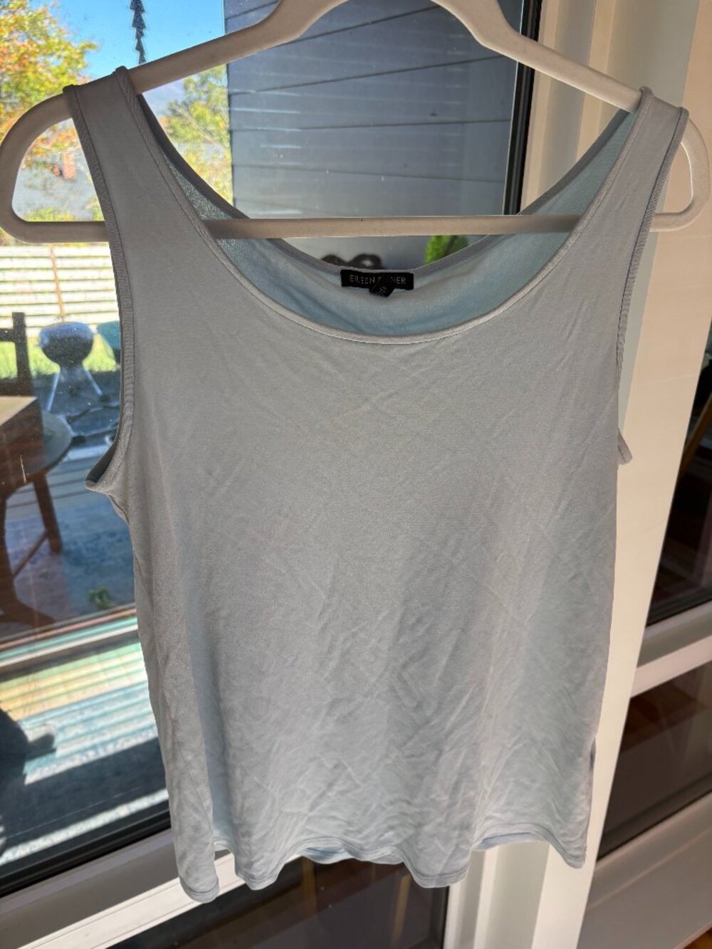 Eileen Fisher Light Blue 100% Silk Sleeveless Top Size M